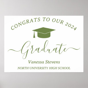 Poster Elegante Roteiro de Graduação Congrats Moderno Bra