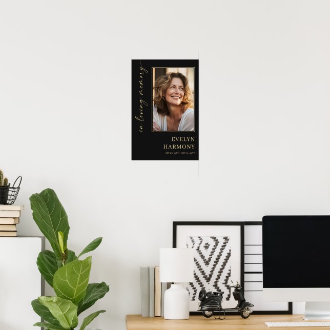 Poster Elegante Roteiro em Memória Foto Funeral (Escritório em casa)
