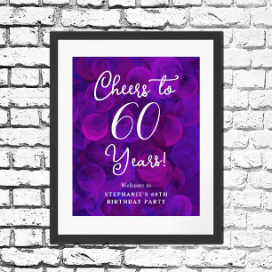 Poster Elegante Roxo Alegra a 60 Anos 60. Aniversário