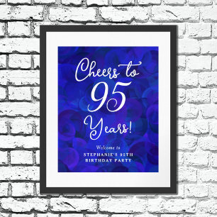 Poster Elegante Royal Blue Cheers para 95 anos de anivers
