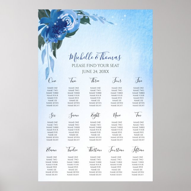 Poster Elegante Royal Blue Watercolor (Frente)