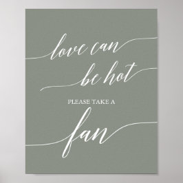 Poster Elegante Sage Green Love Pode Ser Ventilador De Ca