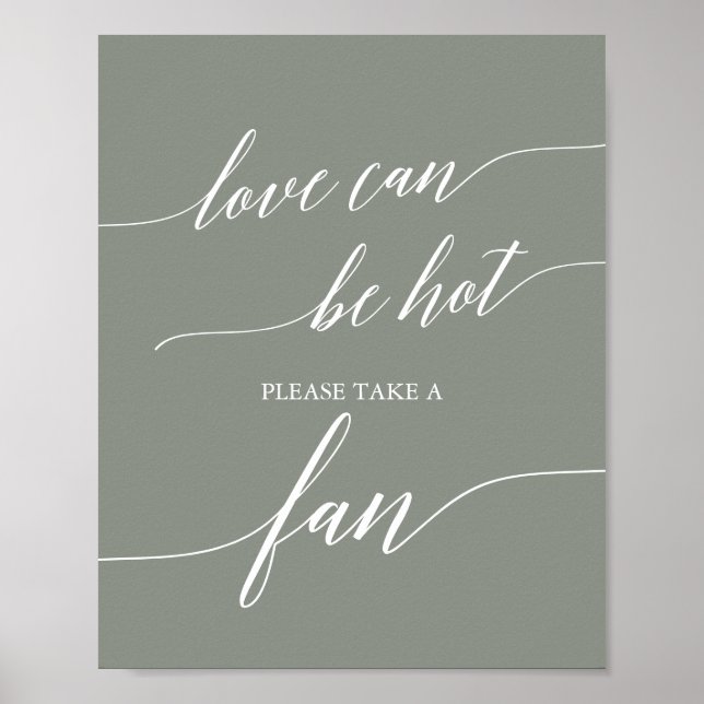 Poster Elegante Sage Green Love Pode Ser Ventilador De Ca (Frente)