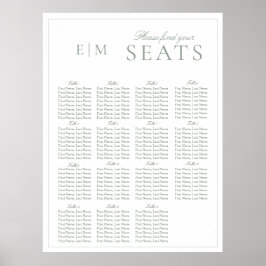 Poster Elegante Sage Green Script Monograma Casamento