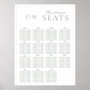 Poster Elegante Sage Green Script Monograma Casamento