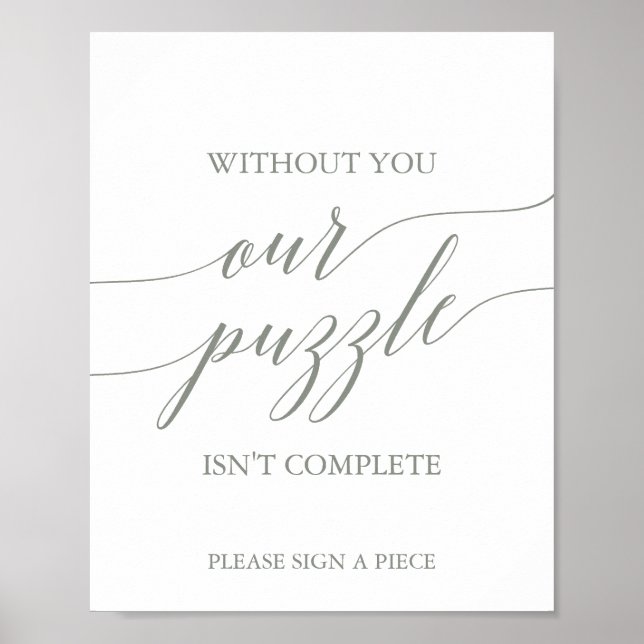Poster Elegante Sage Green - Sinal de Guestbook (Frente)