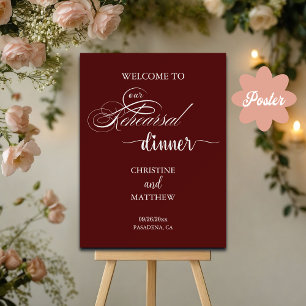 Poster Elegante Script Burgundy Janto de ensaio bem-vindo