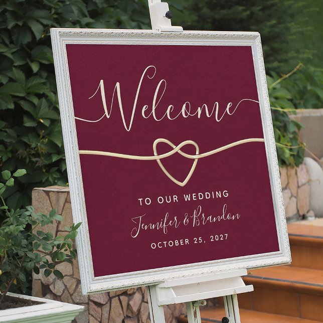 Poster Elegante Script Casamento Bem-vindo Borgonha (Criador carregado)