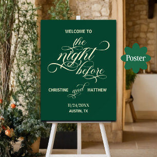 Poster Elegante Script Na Noite Antes Do Teal Welcome