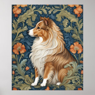 Poster Elegante Shetland Sheepdog William Morris Inspirou