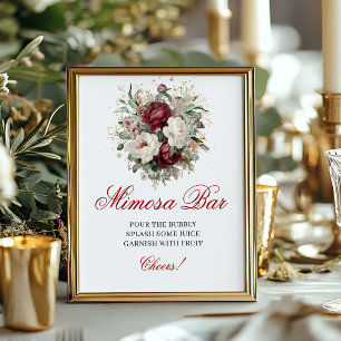 Poster Elegante Sinal de Barra de Mimosa Burgundy Blush 8