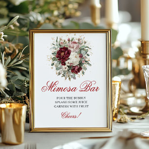 Poster Elegante Sinal de Barra de Mimosa Burgundy Blush 8