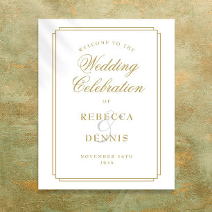 Poster Elegante Sinal de Boas-Vindas de Casamento em Ouro