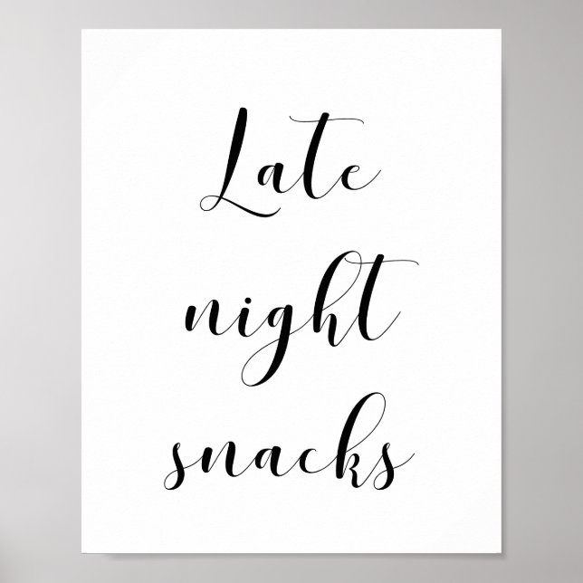 Poster Elegante Sinal de casamento de snacks noturnos tar (Frente)