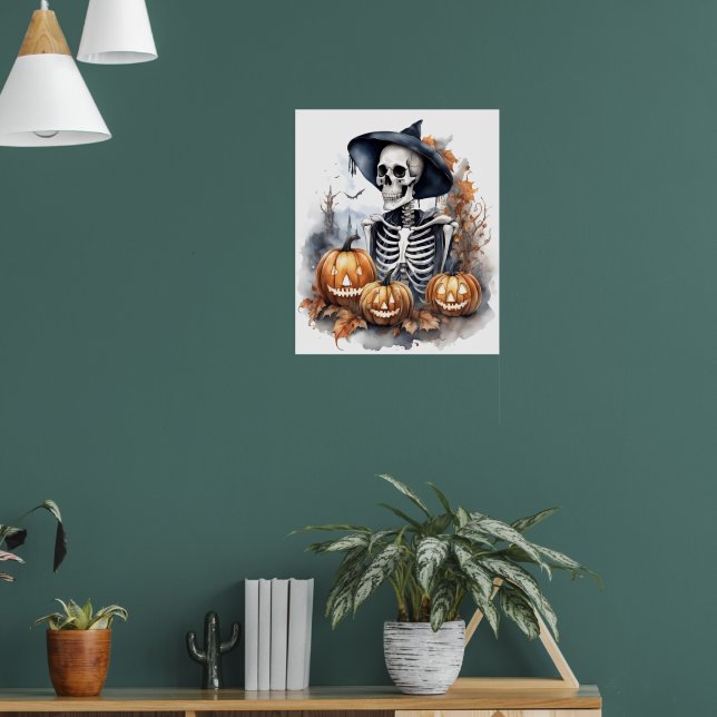 Poster Elegante Skeleton Halloween Watercolor (Sala de Estar 1)