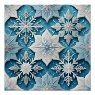 Póster Elegante Snowflake Pattern para Winter Décor