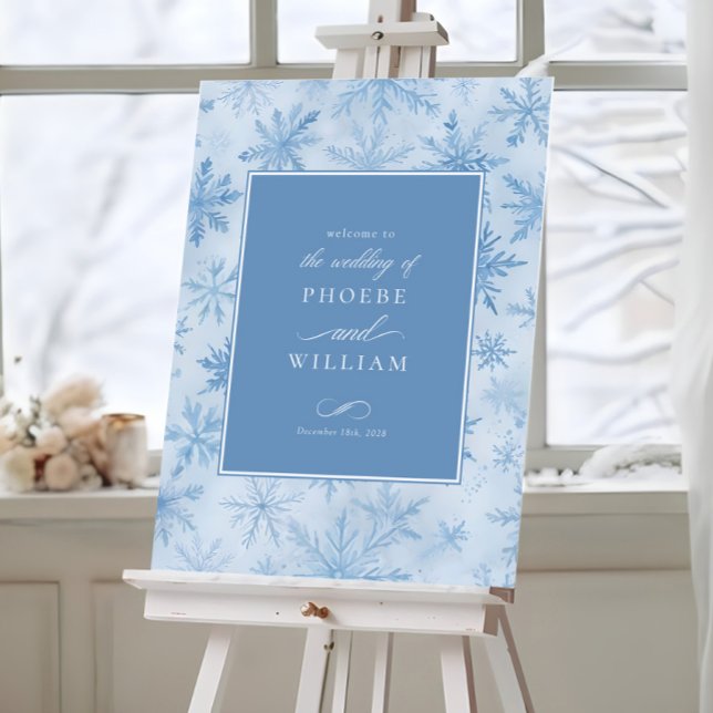 Poster Elegante Snowflake Snowflake Sinal de Casamento Pe (Criador carregado)