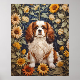 Poster Elegante Sunflower Cavalier King Charles Spaniel