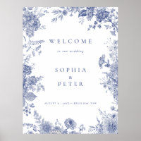 Elegante Toile - Símbolo Azul Floral