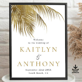 Poster Elegante Tropical Palm Tree Beach Weding