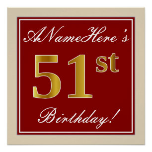 Póster Elegante, Vermelho, Dourado Falso Aniversário de 5
