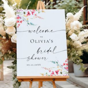 Poster Elegante Watercolor Floral WELCOME Chá de panela