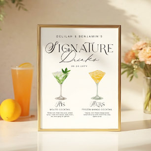 Poster Elegante Watercolor Seu Casamento De Bebida Signat