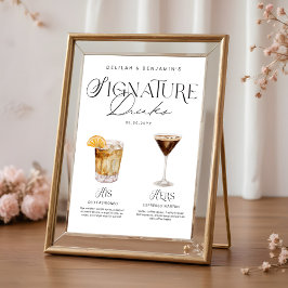 Poster Elegante Watercolor Seu Casamento De Bebida Signat