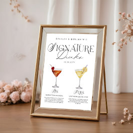 Poster Elegante Watercolor Seu Casamento De Bebida Signat