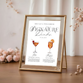 Poster Elegante Watercolor Seu Casamento De Bebida Signat