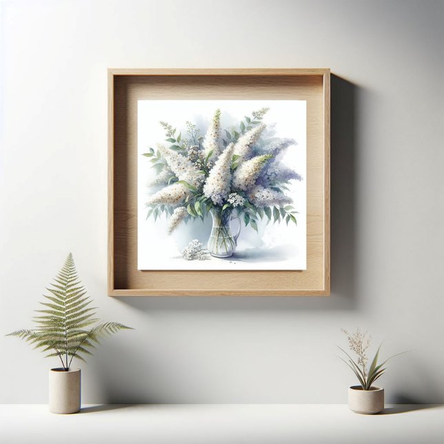 Poster Elegante White Buddleia Floral Buquê Art Pattern (Criador carregado)