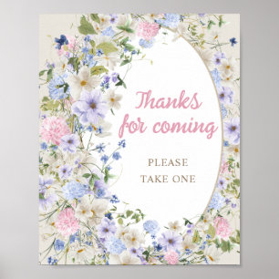 Poster Elegante Wildflower Meadow Blush Obrigados por vir
