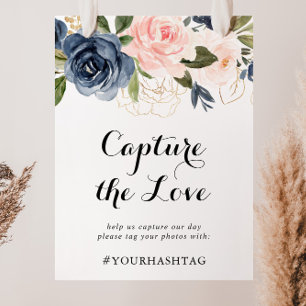 Poster Elegante Winter Floral Capture the Love Hashtag
