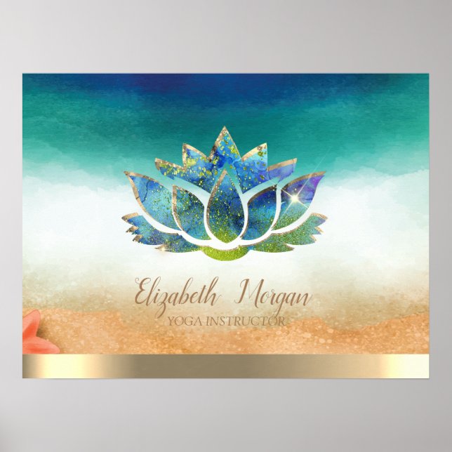 Poster Elegante Yoga Instrutor Blue Lotus (Frente)
