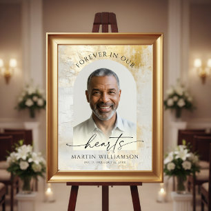 Poster Elegantes Corações Eternos Foto Script Dourado Fun