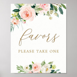 Poster Elegantes Favores de Tratamento Floral de Aquarela