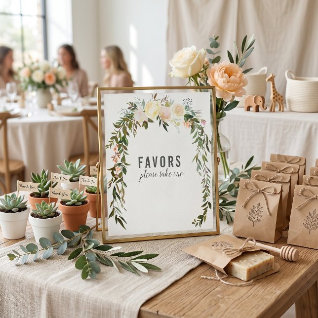 Poster Elegantes Favoritos Mesa Rosa Bebê Chuveirinho (Criador carregado)