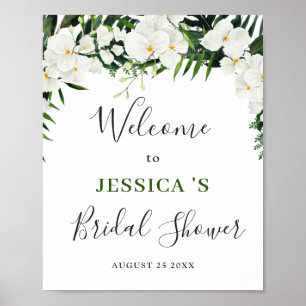 Poster Elegantes Orquídeas Brancas Sinal de Boas-Vindas C