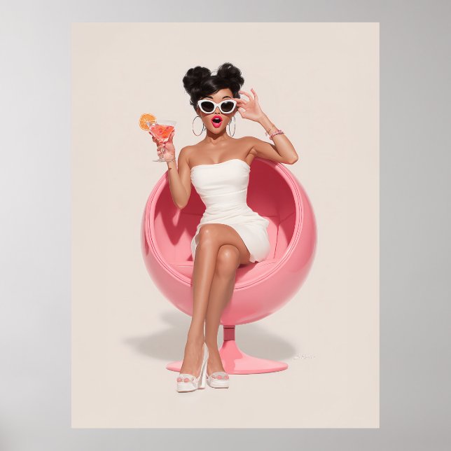 Poster Elegantes Vibrações Glam Retro (Frente)
