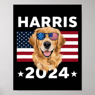 Poster Eleição Kamala Harris 2024 Ouro Retriever Dog U