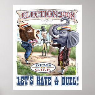 Póster Eleição política 2008 do duelo da mascote