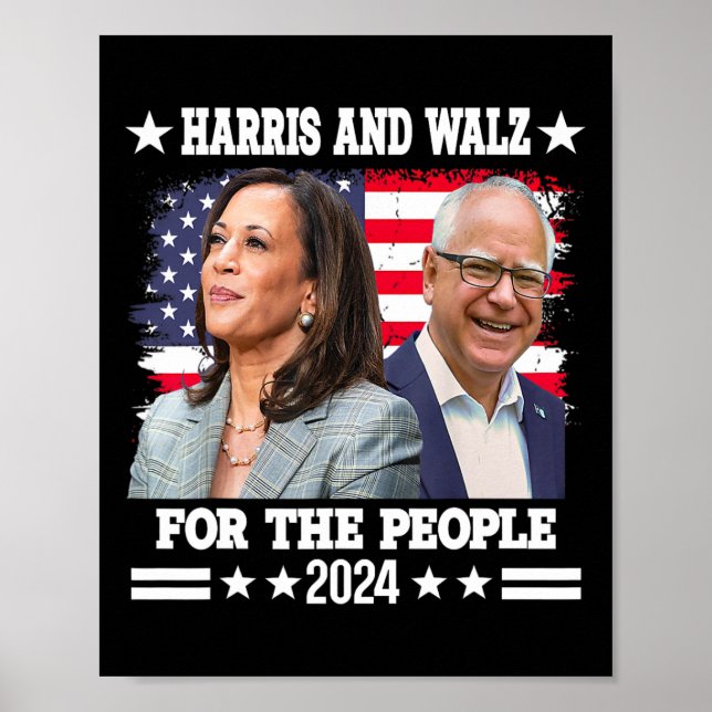 Poster Eleição Walz 2024 Kamala Harris Tim Waltz (Frente)