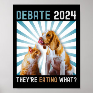 Poster Eleições 2024 Pets Dog Cat que estão comendo W