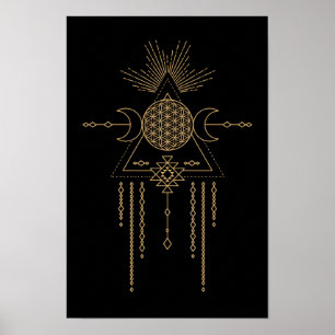 Póster Elemento da Lua da Geometria da Arte Tribal Mandal