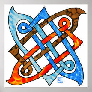 Poster Elemento de Águas de Fogo do Ar do Nó Celta Pagan