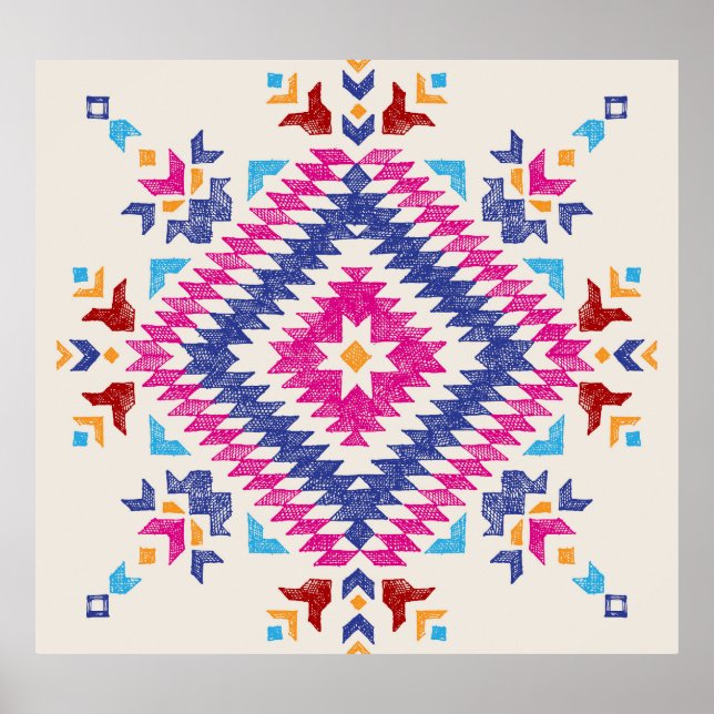 Poster Elemento De Design Tribal Desenhado À Mão. (Frente)