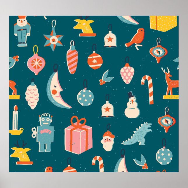 Poster Elemento de Natal Conjunto de Férias de inverno (Frente)