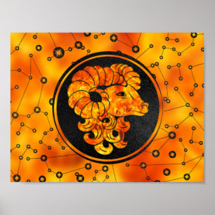 Póster Elemento do fogo do sinal do zodíaco do Aries