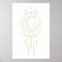 Poster Elementos da Lua da Geometria Dourada Moderna de M