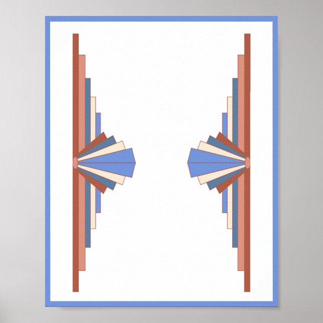 Poster Elementos de arte deco em ouro rosa e azul (Frente)